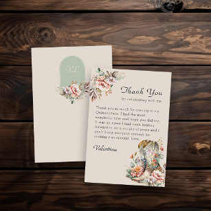 Cowgirl Floral Boots Rustic Boho Thank You Card