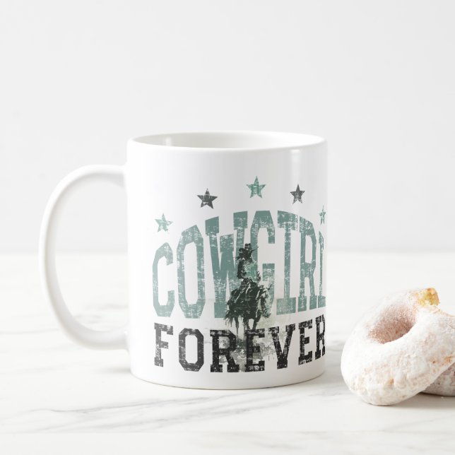 Cowgirl Forever Western Trendy   Coffee Mug (With Donut)