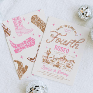 Cowgirl Fourth Rodeo Birthday Invitation