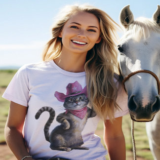 Cowgirl-Funny Cat T-Shirt