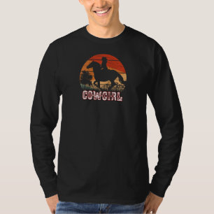 Cowgirl Girl Horse Riding Vintage Style Rodeo Texa T-Shirt