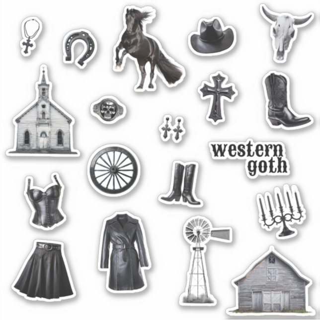 Cowgirl Goth | Western Goth Journal Stickers (Front)