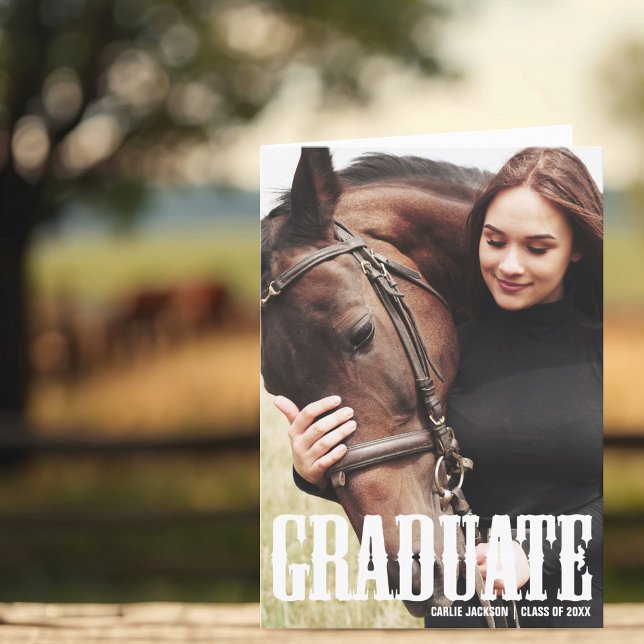 Cowgirl Graduation Photo Country Graduate Folded Announcement (Creator Uploaded)