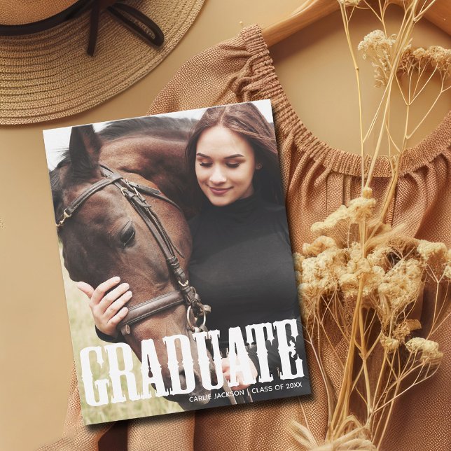 Cowgirl Graduation Photo Country Script Graduate Announcement (Creator Uploaded)