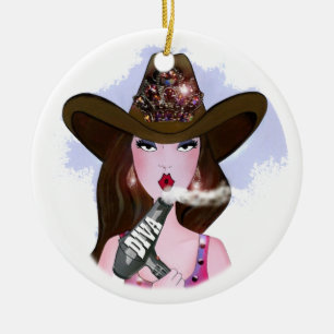COWGIRL "Hair Diva" Ceramic Tree Decoration