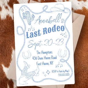 Cowgirl Hand Drawn Bachelorette Party Weekend  Invitation