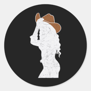 Cowgirl Hat Barrel Racing Horseback Riding Rodeo Classic Round Sticker