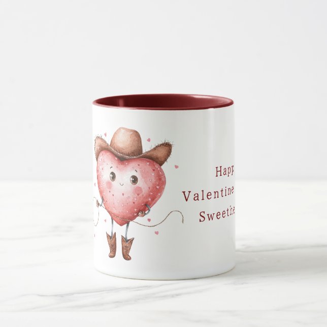 Cowgirl Hat Boots Heart Valentine's Day Mug (Center)