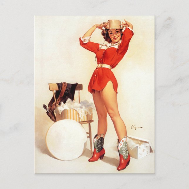 Cowgirl Hat Pin Up Postcard (Front)