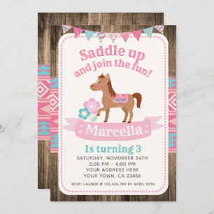 Cowgirl, Horse Birthday Invitation