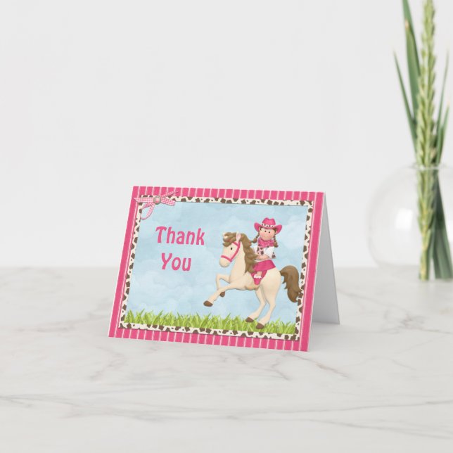 Cowgirl Horse Birthday Party  Thank You (Front)