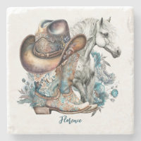 Cowgirl horse cowboy boots hat floral western
