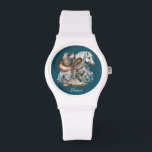 Cowgirl horse cowboy boots hat floral western  watch<br><div class="desc">Cowgirl,  horse lover design with cowboy boots,  cowboy hat,  a beautiful horse,  turquoise flowers and personalised name or any text. Western,  country design.</div>