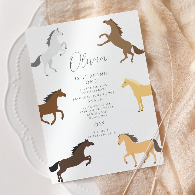 Cowgirl Horse Equestrian 1st Birthday Invitation (Creator Uploaded)