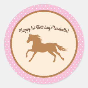 Cowgirl Horse Kid Girl's Birthday Party Theme Classic Round Sticker
