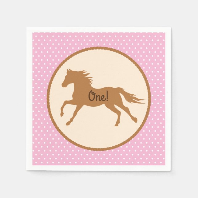 Cowgirl Horse Kid Girl's Birthday Party Theme Napkin (Front)