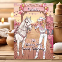 Cowgirl Horse Pink White Ranch Birthday Party