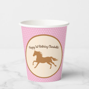 Cowgirl Horse Pony Cute 1st Birthday Party Kids Paper Cups