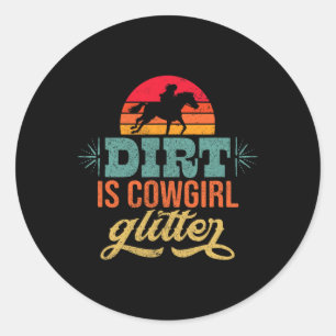 Cowgirl Horseback Riding Country Rodeo Retro Vinta Classic Round Sticker