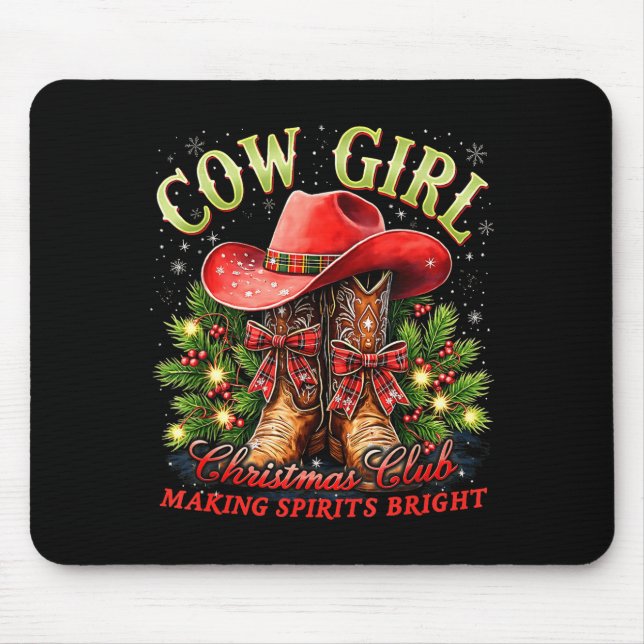 Cowgirl Howdy Christmas Y'all Xmas Wild West Coque Mouse Pad (Front)