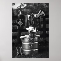 Cowgirl in Bathtub Art Print Trendy Western
