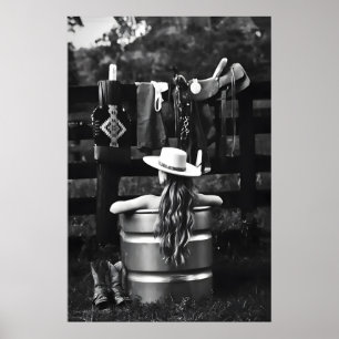 Cowgirl in Bathtub Art Print Trendy Western