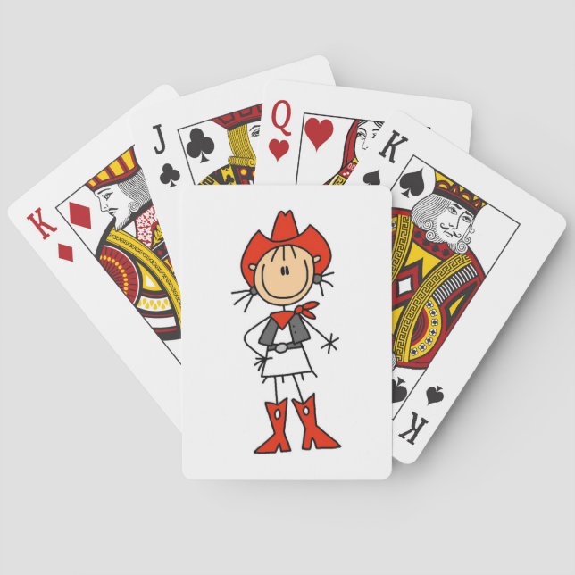 Cowgirl in Red T-shirts and Gifts Playing Cards (Back)