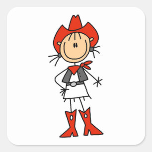 Cowgirl in Red T-shirts and Gifts Square Sticker