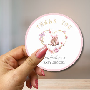 Cowgirl is on the Way Baby Shower Thank You Classic Round Sticker