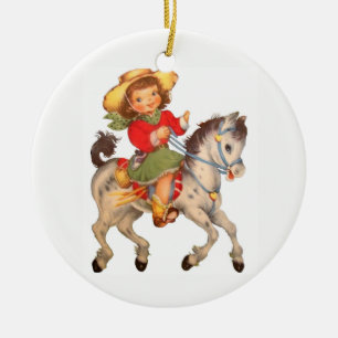 Cowgirl Kid Ceramic Tree Decoration