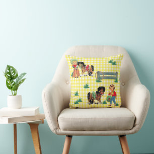 Cowgirl Kids With Horses Western Baby Gift Cushion