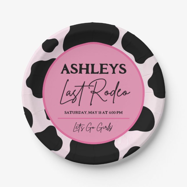 Cowgirl Last Rodeo Personalised Party Plates (Front)