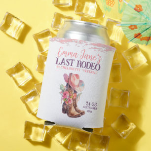 Cowgirl Last Rodeo Pink Bachelorette Can Cooler