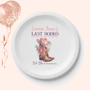 Cowgirl Last Rodeo Pink Bachelorette Paper Plate