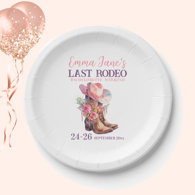 Cowgirl Last Rodeo Pink Bachelorette Paper Plate (Creator Uploaded)