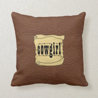 Cowgirl Leather Print Scroll MoJo Throw Pillow