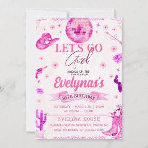 Cowgirl Lets Go Party Invitation