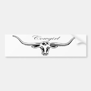 Cowgirl Longhorn Bumper Sticker