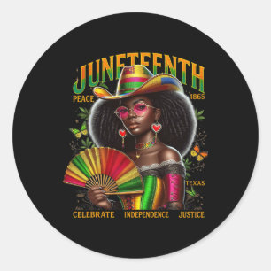 Cowgirl Melanin Girl Juneteenth 1865 Black Pride B Classic Round Sticker