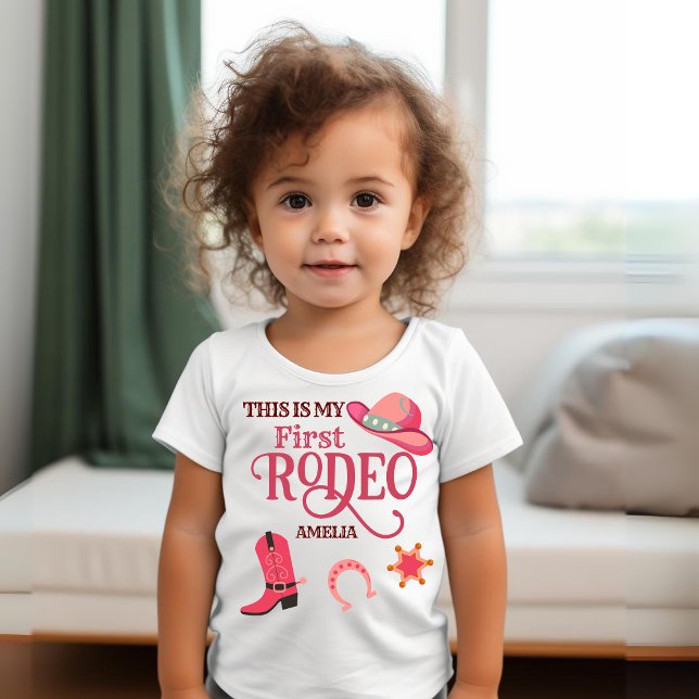 Cowgirl My 1st Rodeo Baby girl first birthday  Baby T-Shirt (Creator Uploaded)