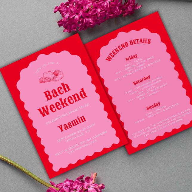 Cowgirl Nashville Red & Pink Bachelorette Weekend Invitation (Cowgirl Nashville Red & Pink Bachelorette Weekend Invitation)