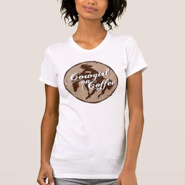 Cowgirl On Coffee White Camisol T-Shirt (Front)
