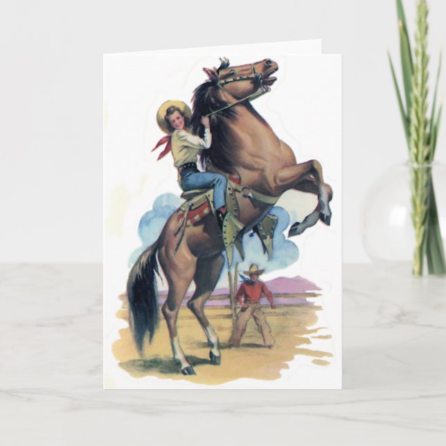 Cowgirl on Horse Card (Front)