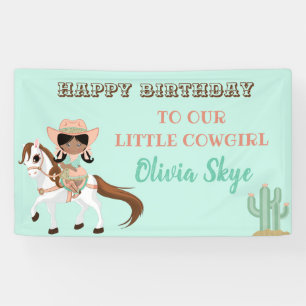 Cowgirl on Horse Girls Western Ranch Ethnic Banner