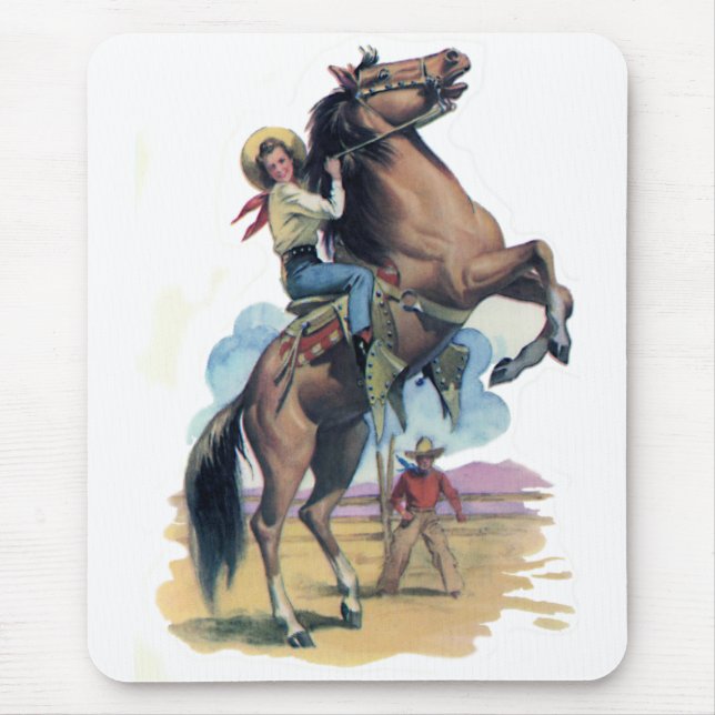 Cowgirl on Horse Mouse Pad (Front)