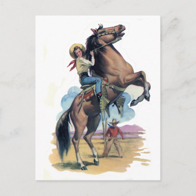 Cowgirl on Horse Postcard (Front)