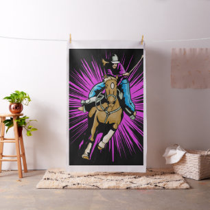 Cowgirl On Running Horse  -Lg Print Fabric