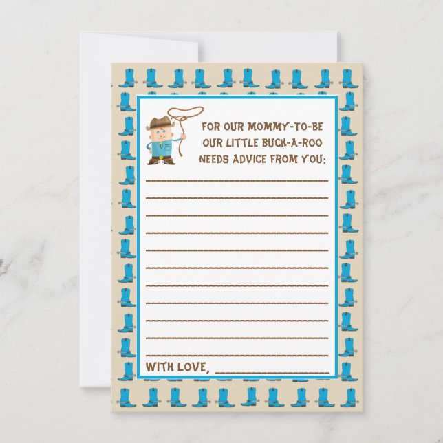 Cowgirl or Cowboy Gender Reveal Advice Card (Front)