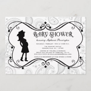 Cowgirl paisley country baby shower invitation