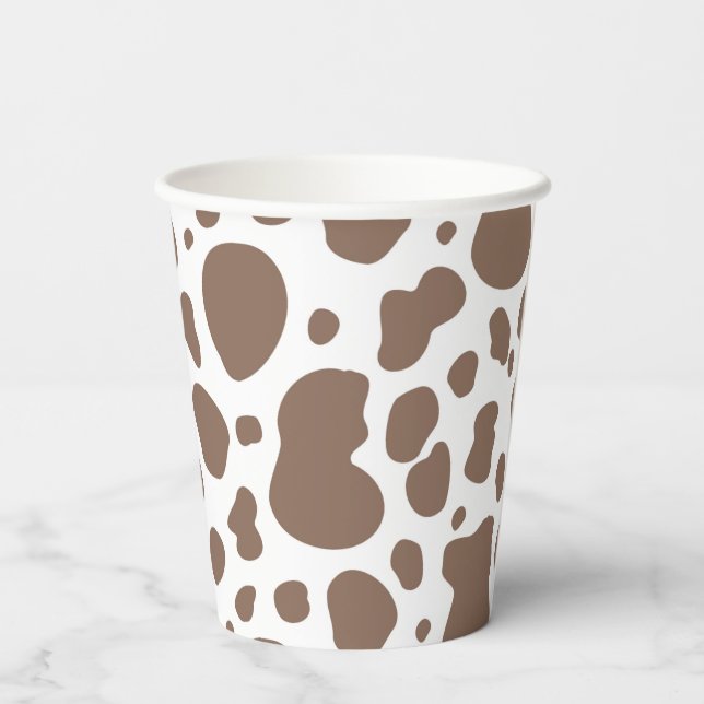 Cowgirl Party Cups | Cow Print Paper Cups (Back)